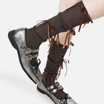 Spring new bow ballet-style socks female Korean sweet girl silver cute pure calf pile socks