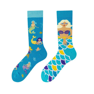 Multiple color cartoon crew socks-Mermaid