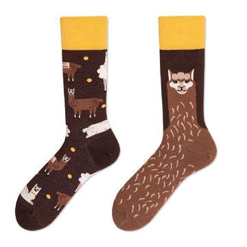 Multiple color cartoon crew socks-Alpaca