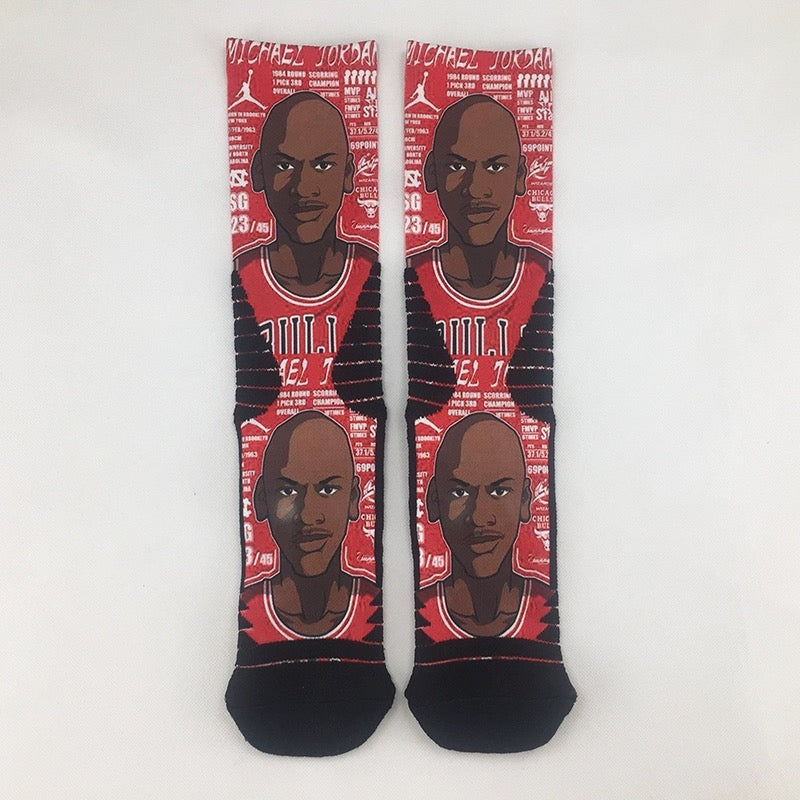Basketball players cartoon crew socks 3 pairs package