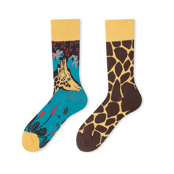 Multiple color cartoon crew socks-Giraffe