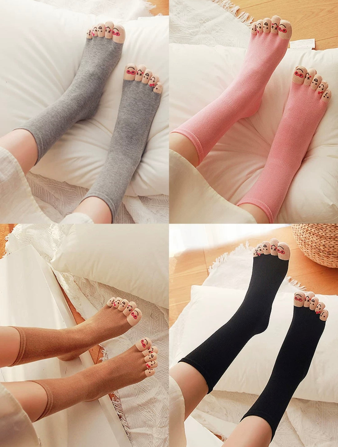 New cotton five-finger socks women's mid-tube autumn winter high tube toe socks cute thick five-toe socks warm, deodorant and sweat absorption
