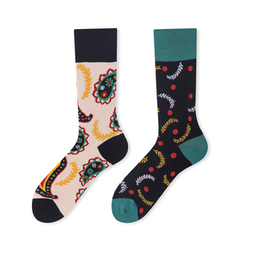 Multiple color cartoon crew socks-fallen leaves