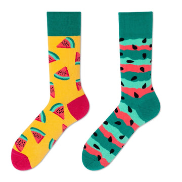 Multiple color cartoon crew socks-watermalon