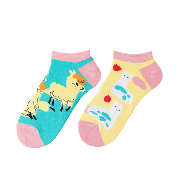 Cartoon design anklet socks pink cute Alpaca