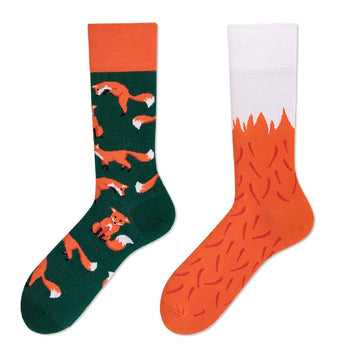 Multiple color cartoon crew socks-Fox