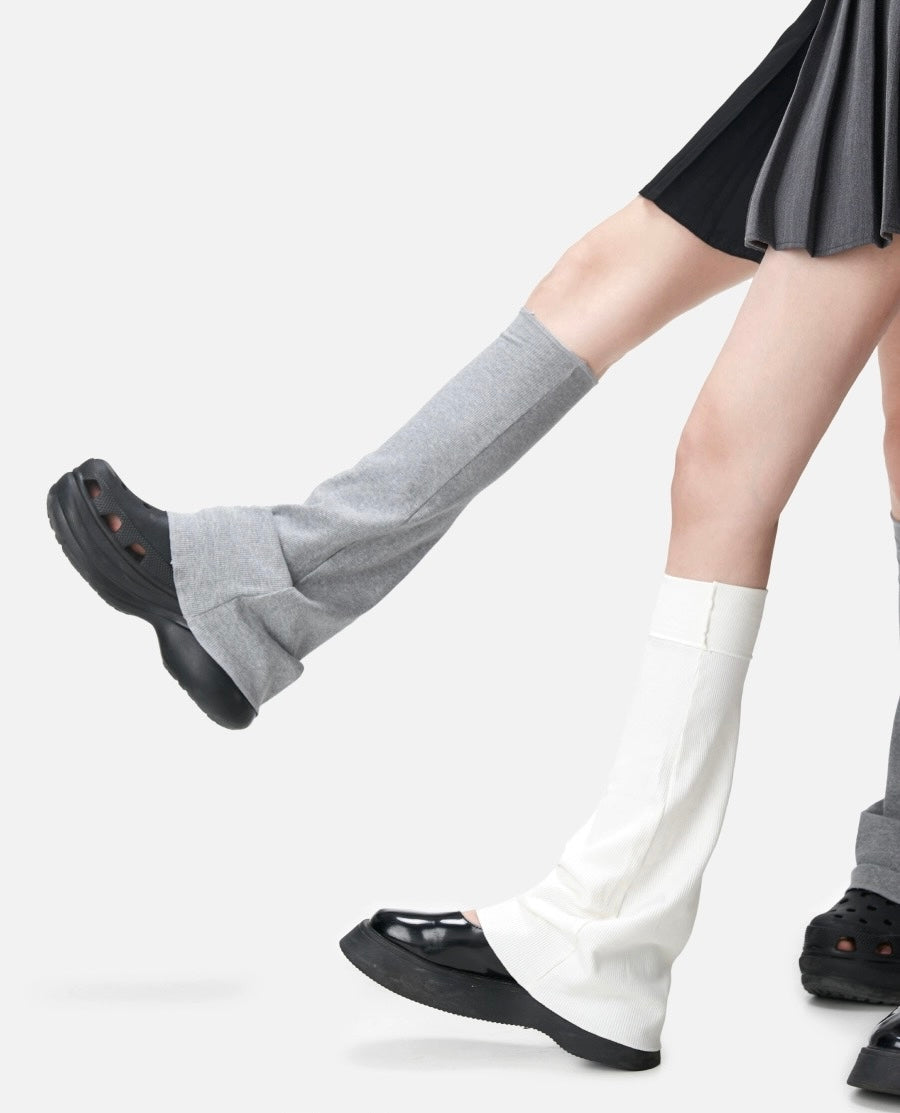 Second turn Spice | Leg tops Summer thin vertical bar knitted pile socks Japanese jk girls over the knee flared for slimming