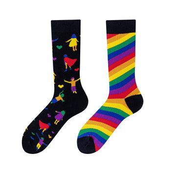 Multiple color cartoon crew socks- happy world