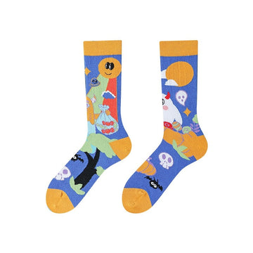 Multiple color cartoon crew socks-natural world