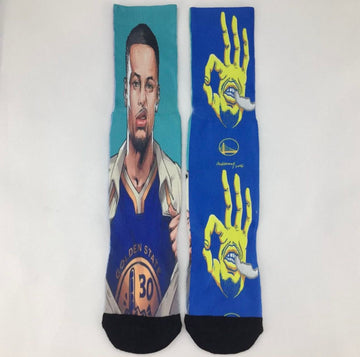 Stephen Curry / basketball cartoon crew socks