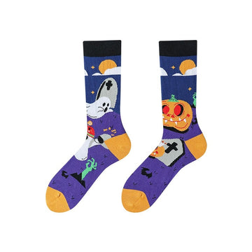 Multiple color cartoon crew socks-Halloween
