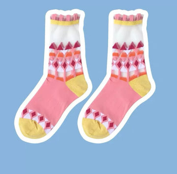 Geothermal Valley series glass fiber crystal mid-tube socks thin and lovely in summer