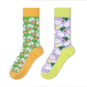 Cute rabbit cartoon crew socks 2 colors package