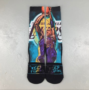 Kobe Byrant 8/24 Black Mamba cartoon crew socks