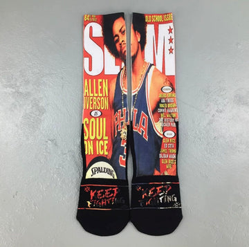 Allen Iverson cartoon crew socks