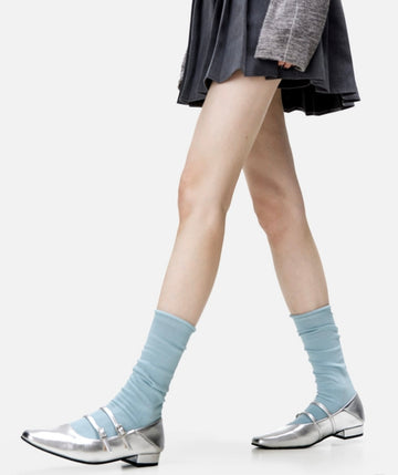 Good to wear solid color pile socks | rolled edge stylish lazy socks women white black all Korean mid-tube socks