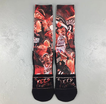 Allen Iverson cartoon crew print socks