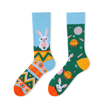 Rabbit colorful cartoon crew socks