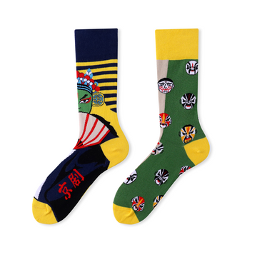 Multiple color cartoon crew socks-beijing opera