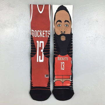 Basketball star cartoon personality printed socks street skateboarding sports socks- Harden