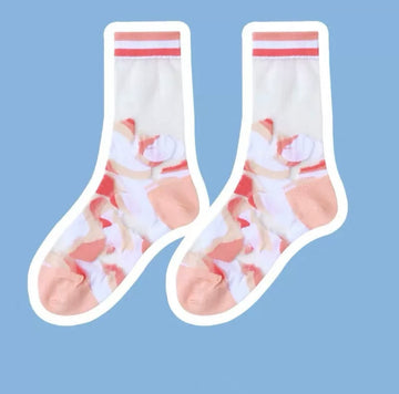 Geothermal Valley series glass fiber crystal mid-tube socks thin and lovely in summer