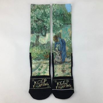 Van Gogh watercolor series crew socks towel bottom sports street fashion socks