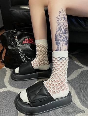 Summer breathable socks women's solid color hole socks jk wind women's thin mesh hollow socks