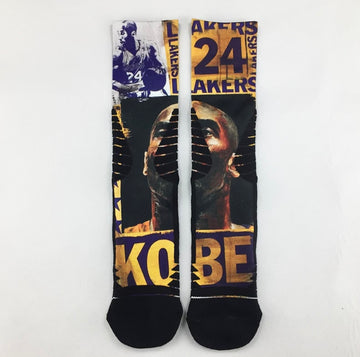 Kobe Byrant 8/24 Black Mamba cartoon crew socks