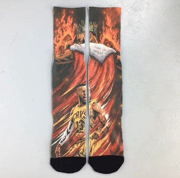 Lebron James Cartoon crew socks- Cavs