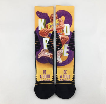 Kobe Byrant 8/24 Black Mamba cartoon crew socks
