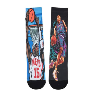 Vince Carter / basketball cartoon crew socks