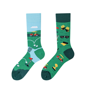 Multiple color cartoon crew socks- golf