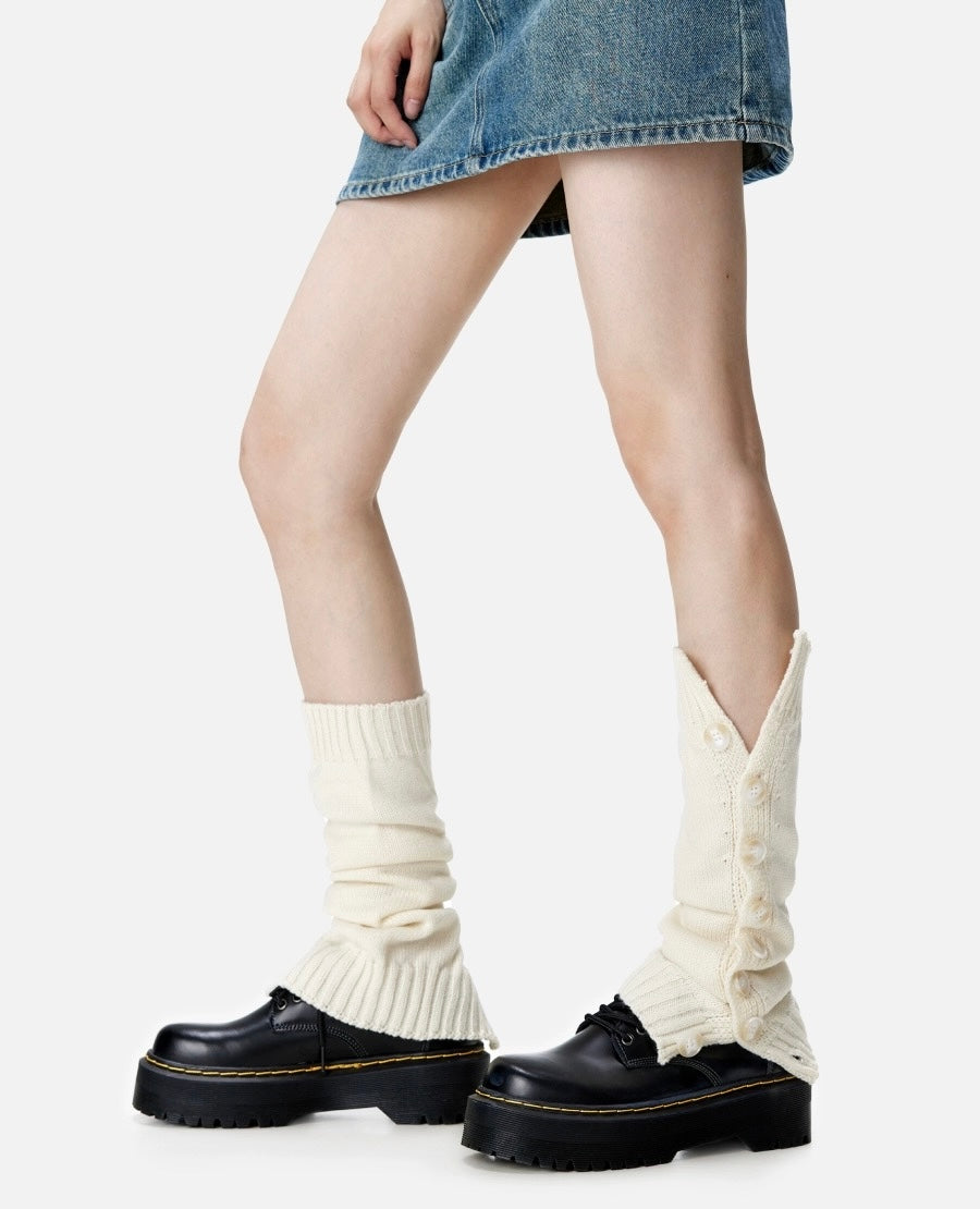 Reconstructing inspiration | design sense cotton button pile sock y2k fashion subculture thin knit calf socks