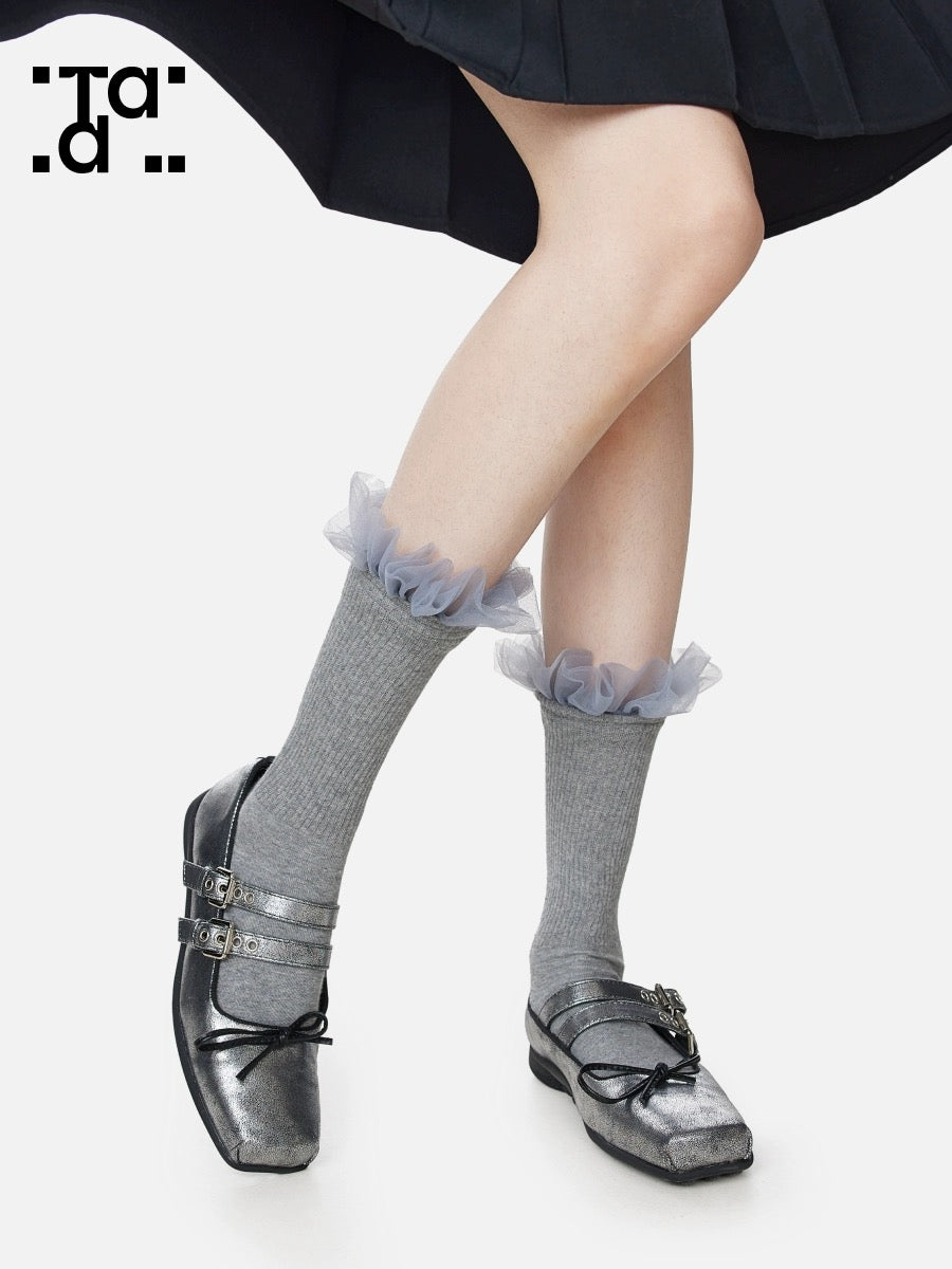 Sweet mesh lace socks female ballet style sweet cool girl design sense of spring and summer new mid-tube pile socks