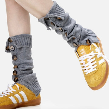 Reconstructing inspiration | design sense cotton button pile sock y2k fashion subculture thin knit calf socks