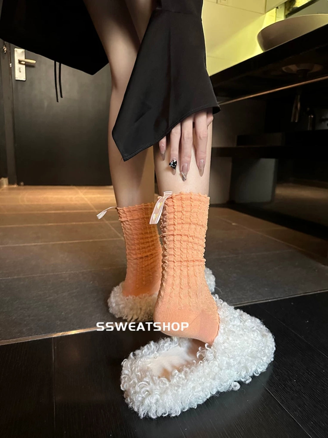 Solid color streamer three-dimensional pile socks Japanese retro style creative all-matching couple socks female