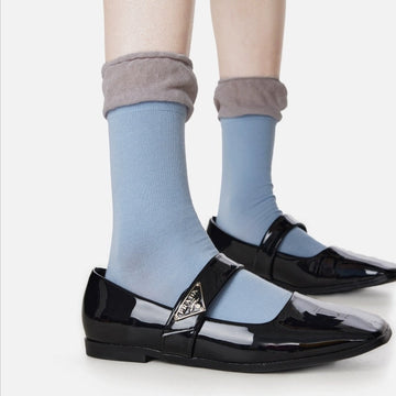 Socks women contrast color patchwork design feel spring summer new cute lace preppy pile calf socks