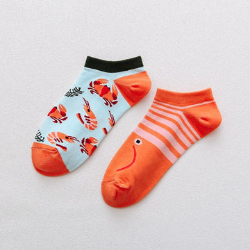 Seafood cartoon ankle socks